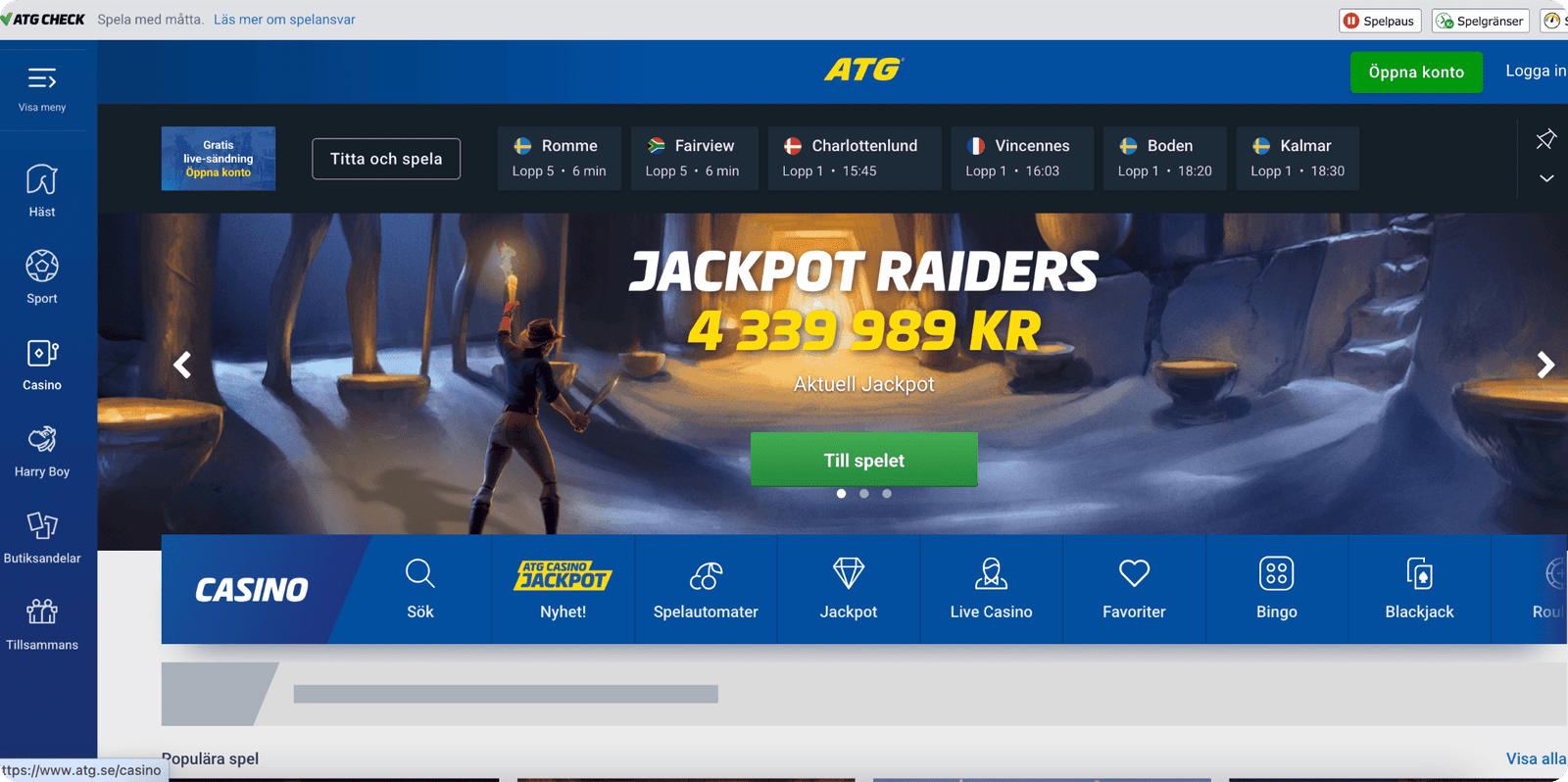 ATG Casino Startsida