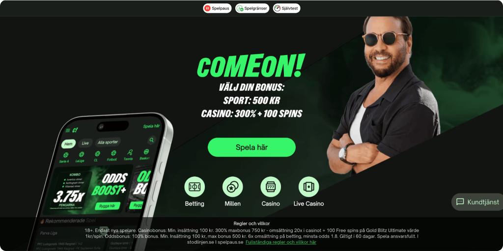ComeOn Casino Startsida
