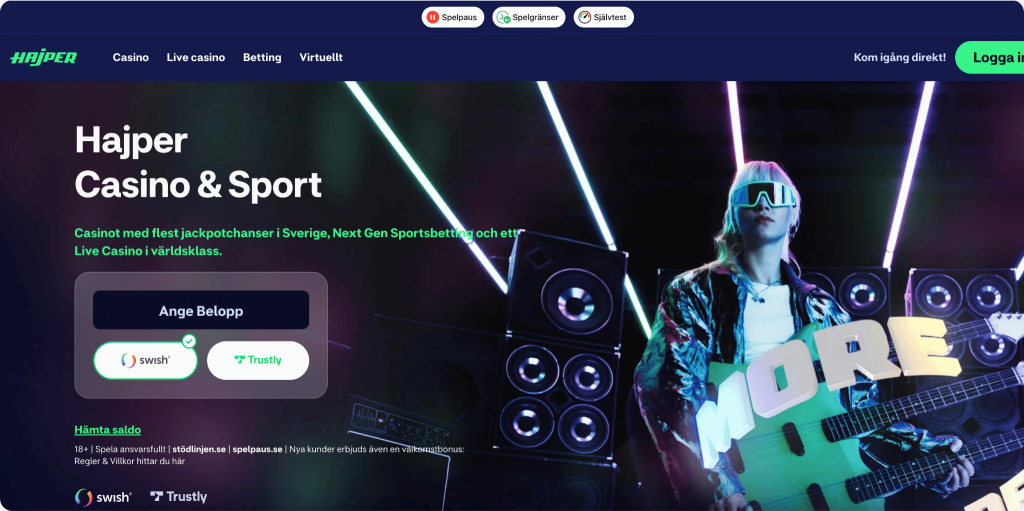 Hajper Casino Startsida