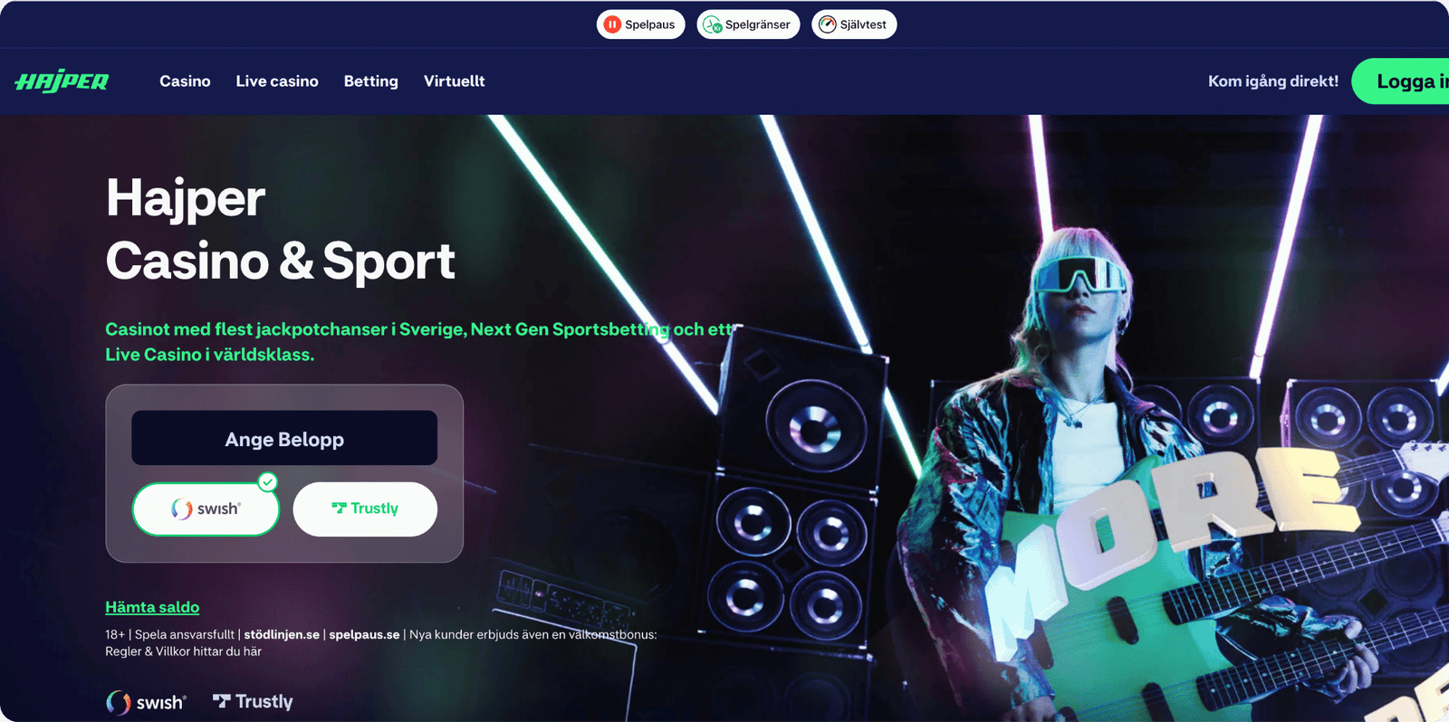 Hajper Casino Startsida