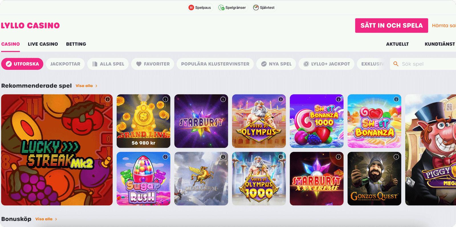 Lyllo Casino Spelutbud