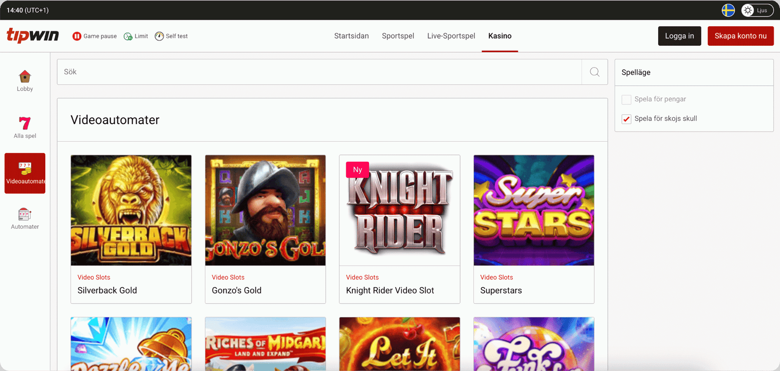 Tipwin Casino Spelutbud