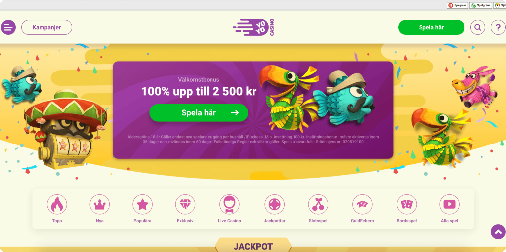 YoYo Casino Startsida