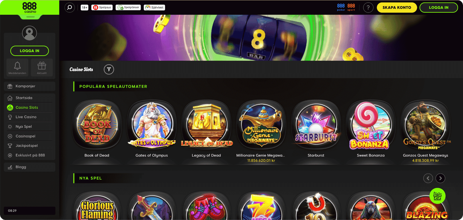 888casino Spelutbud