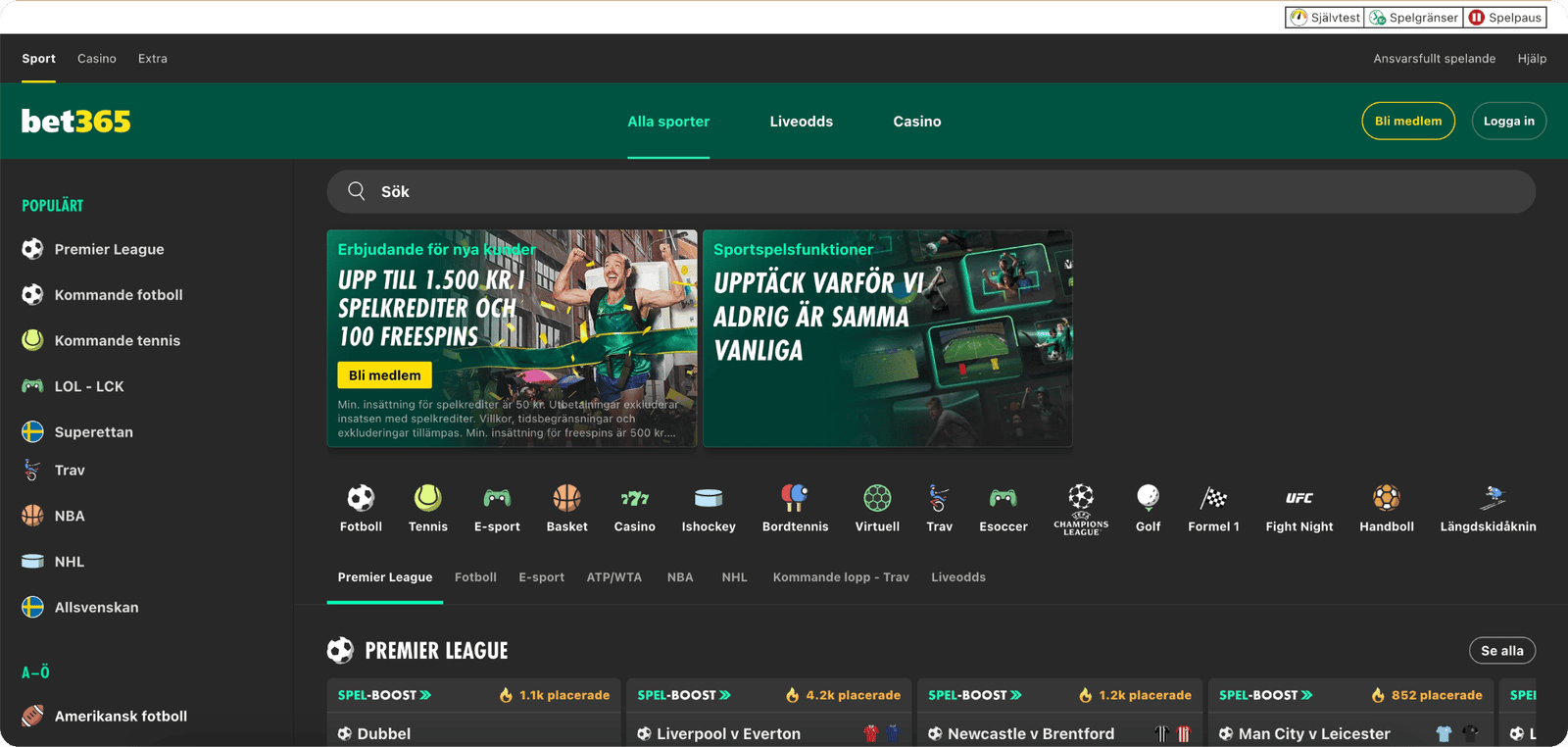 Bet365 Casino och Betting Startsida