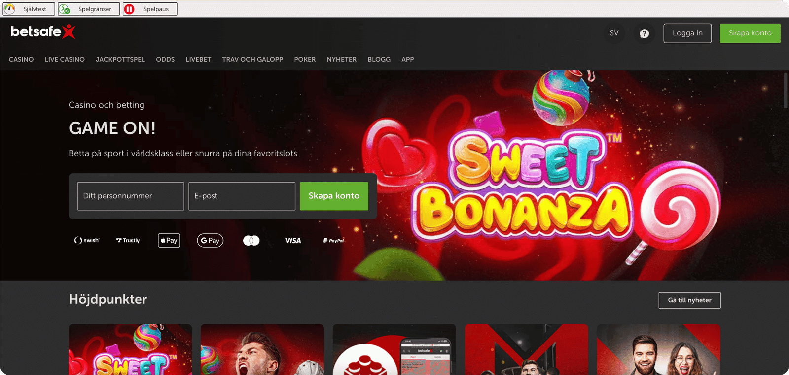 Betsafe Startsida