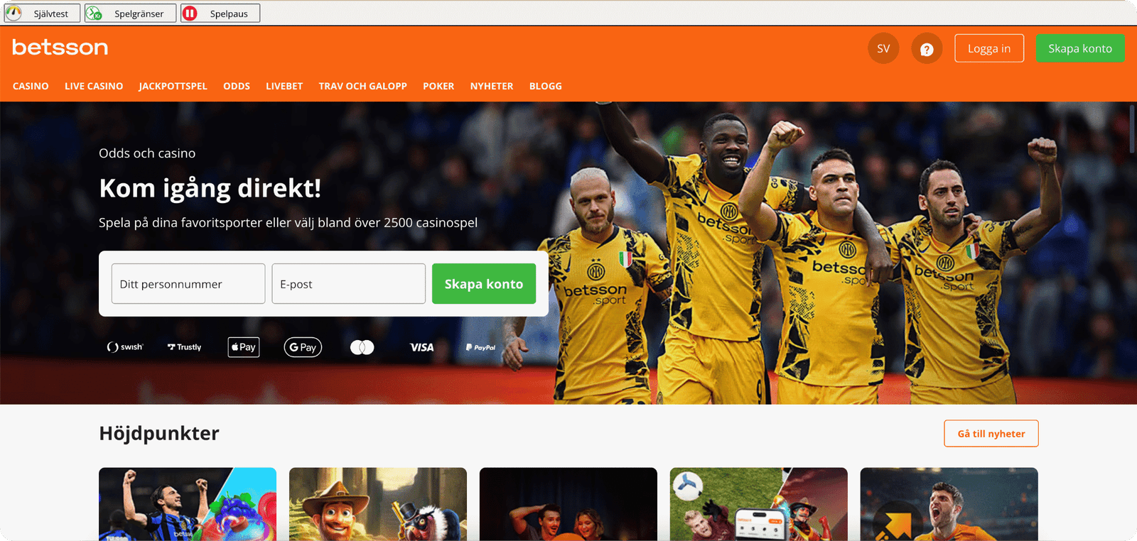 Betsson Startsida