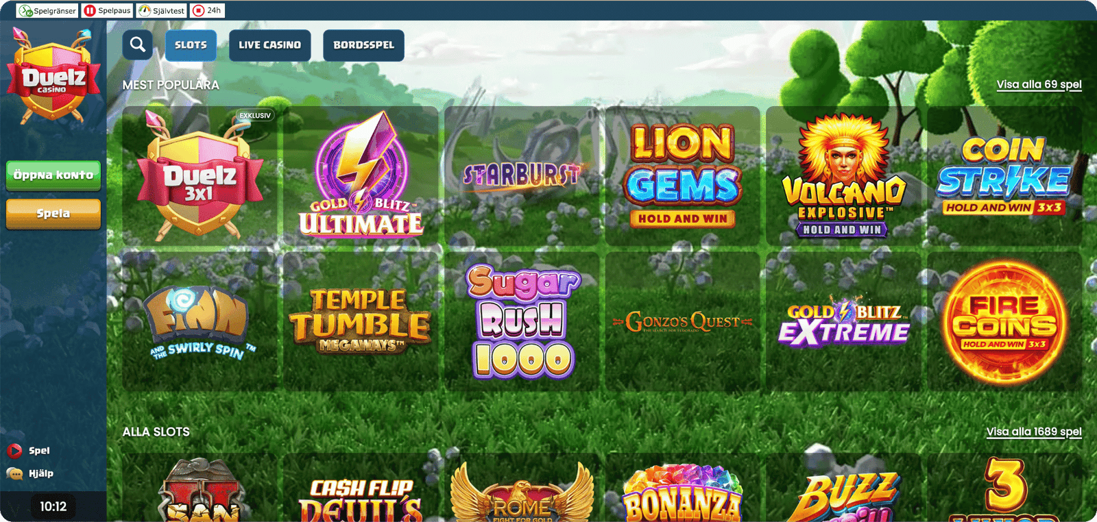 Duelz Casino Spelutbud