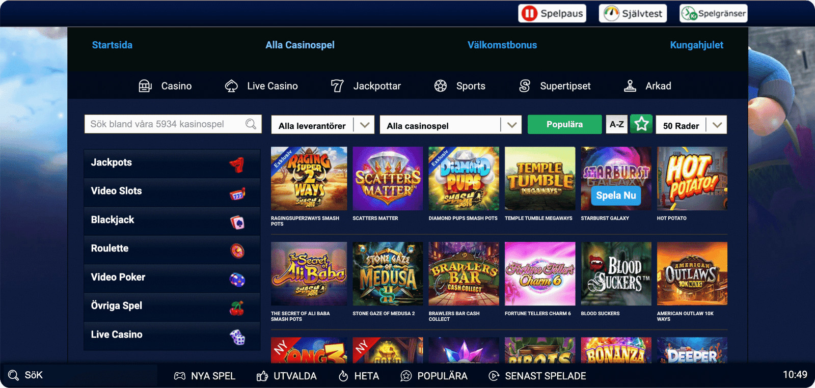Kungaslottet Casino Spelutbud