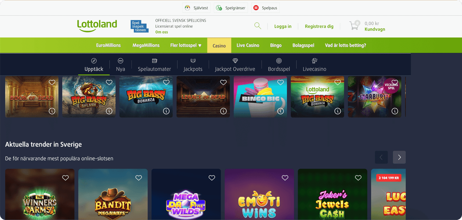 Lottoland Casino Lobby