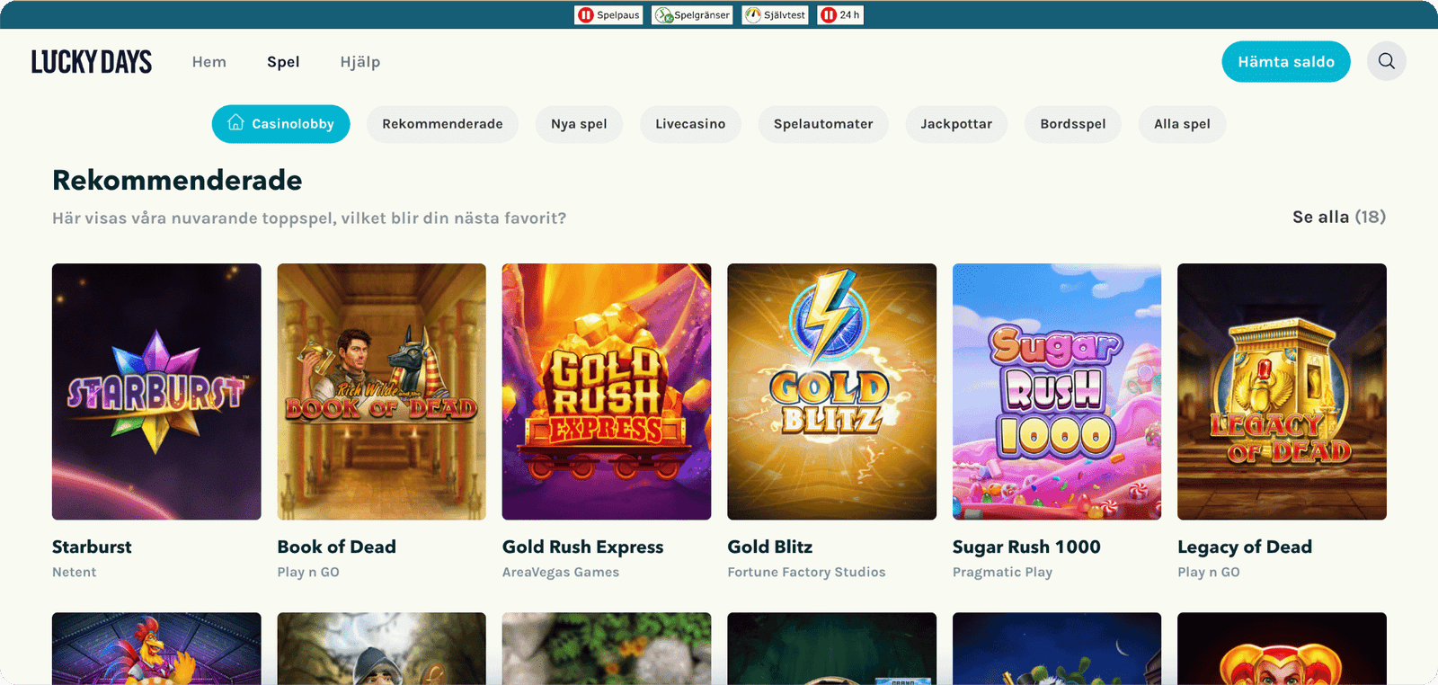 Lucky Days Casino Spelutbud