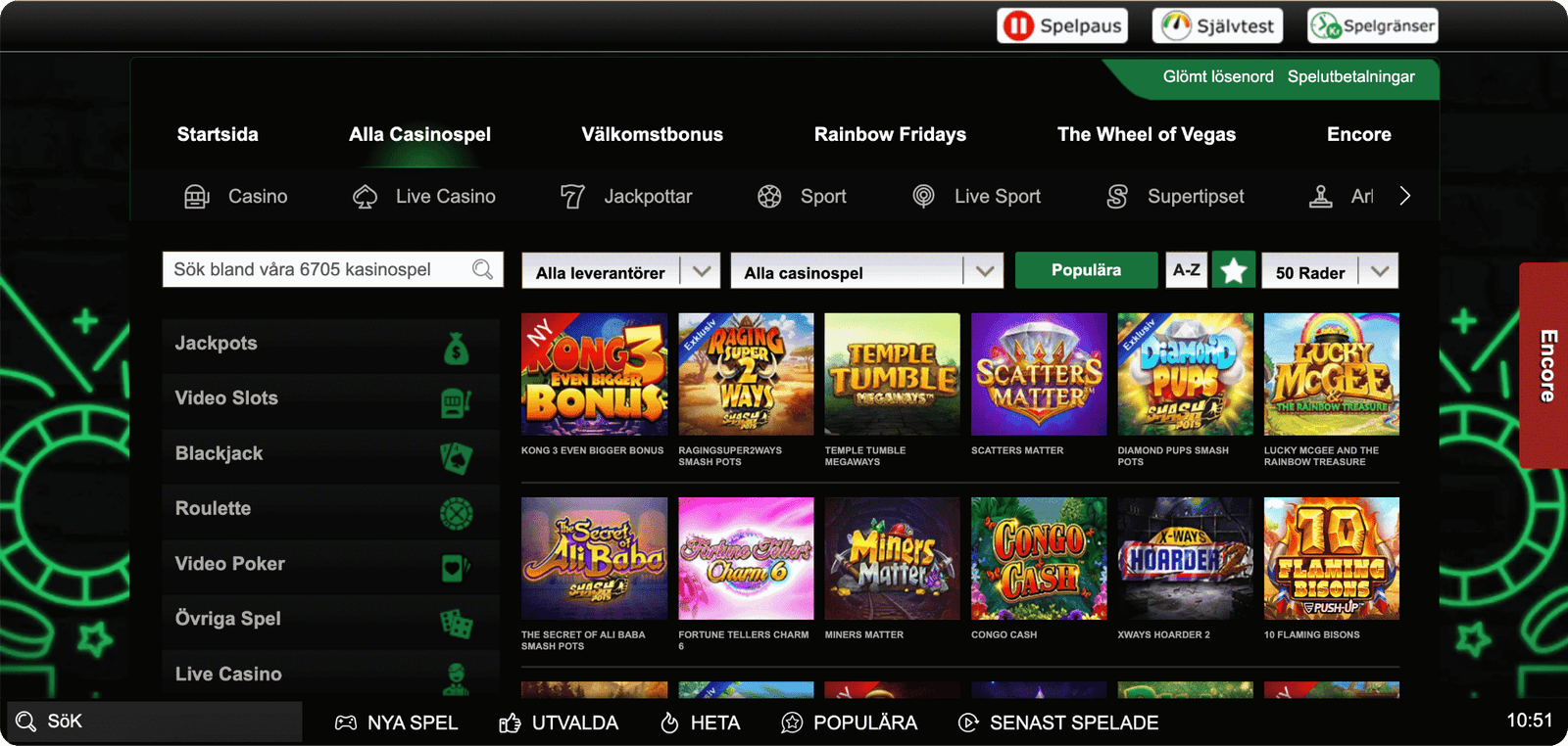 Mr Vegas Casino Spelutbud