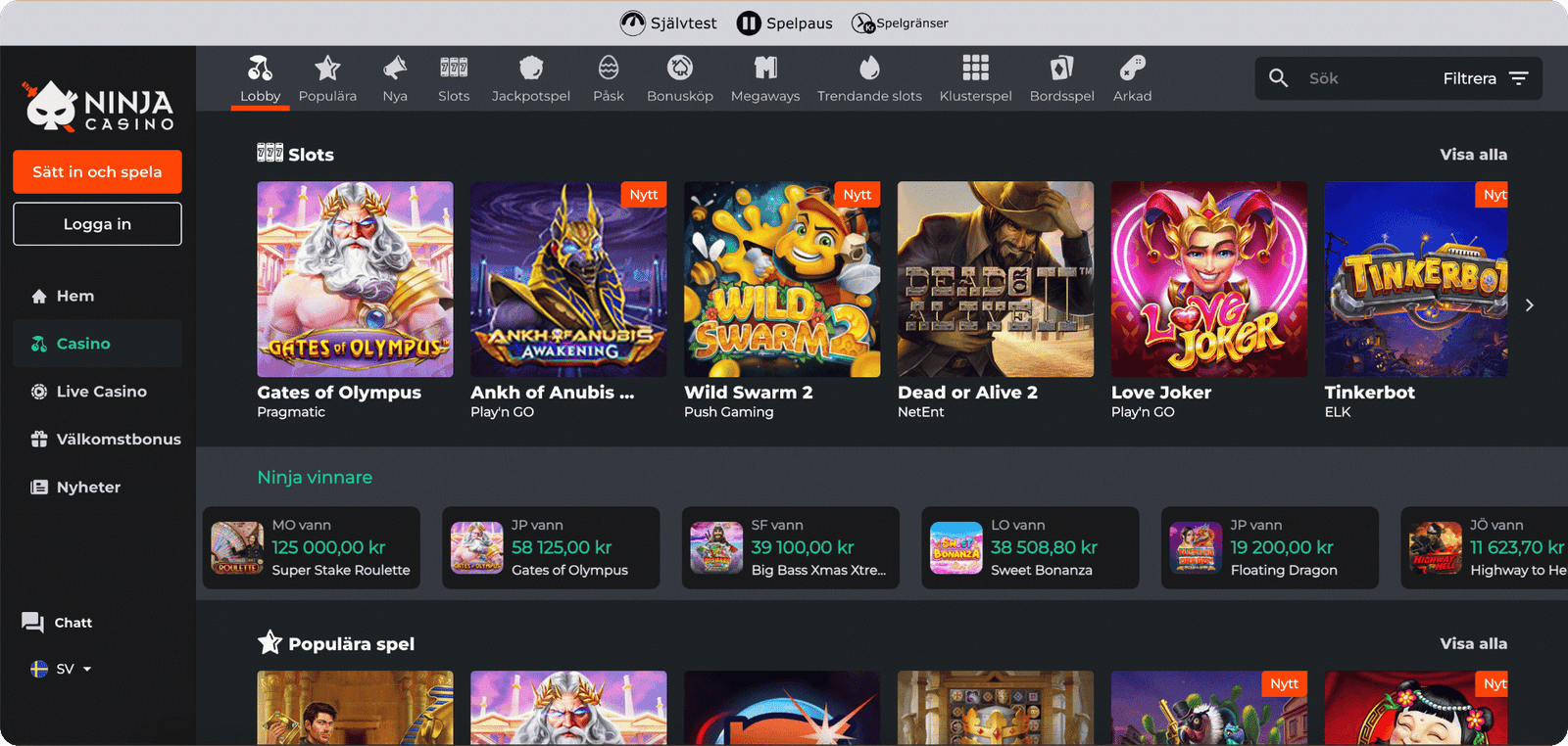 Ninja Casino Spel