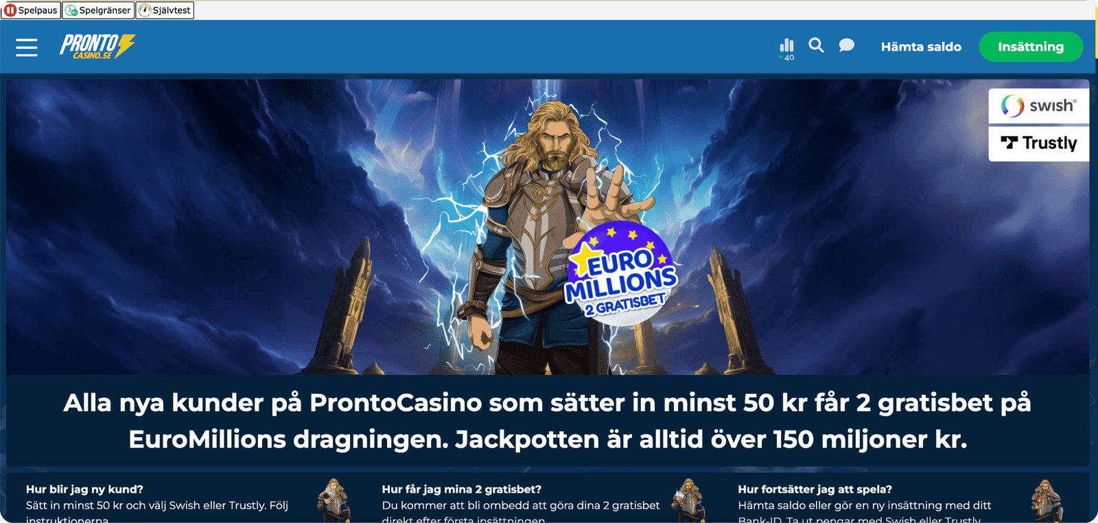 Pronto Casino Startsida