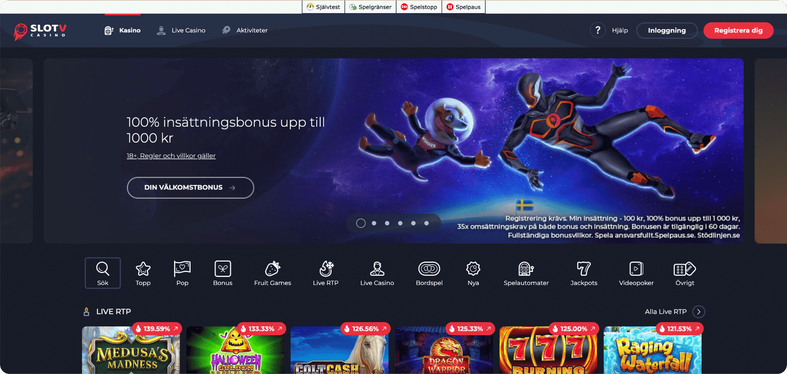 SlotV Casino Startsida