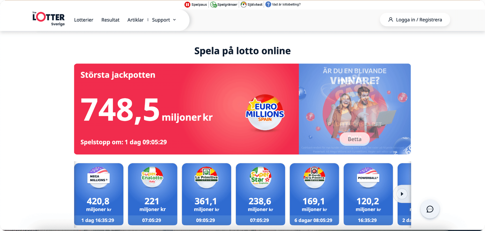 The Lotter Startsida