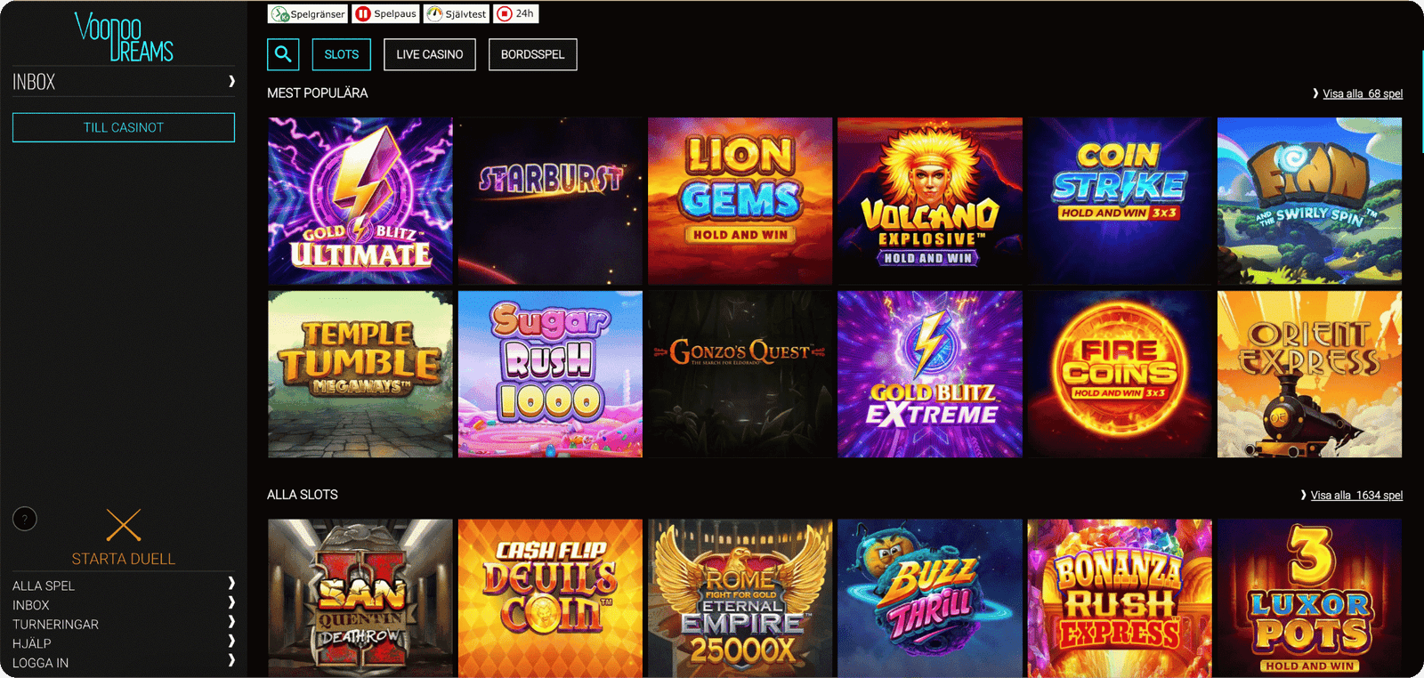 VoodooDreams Casino Spelutbud