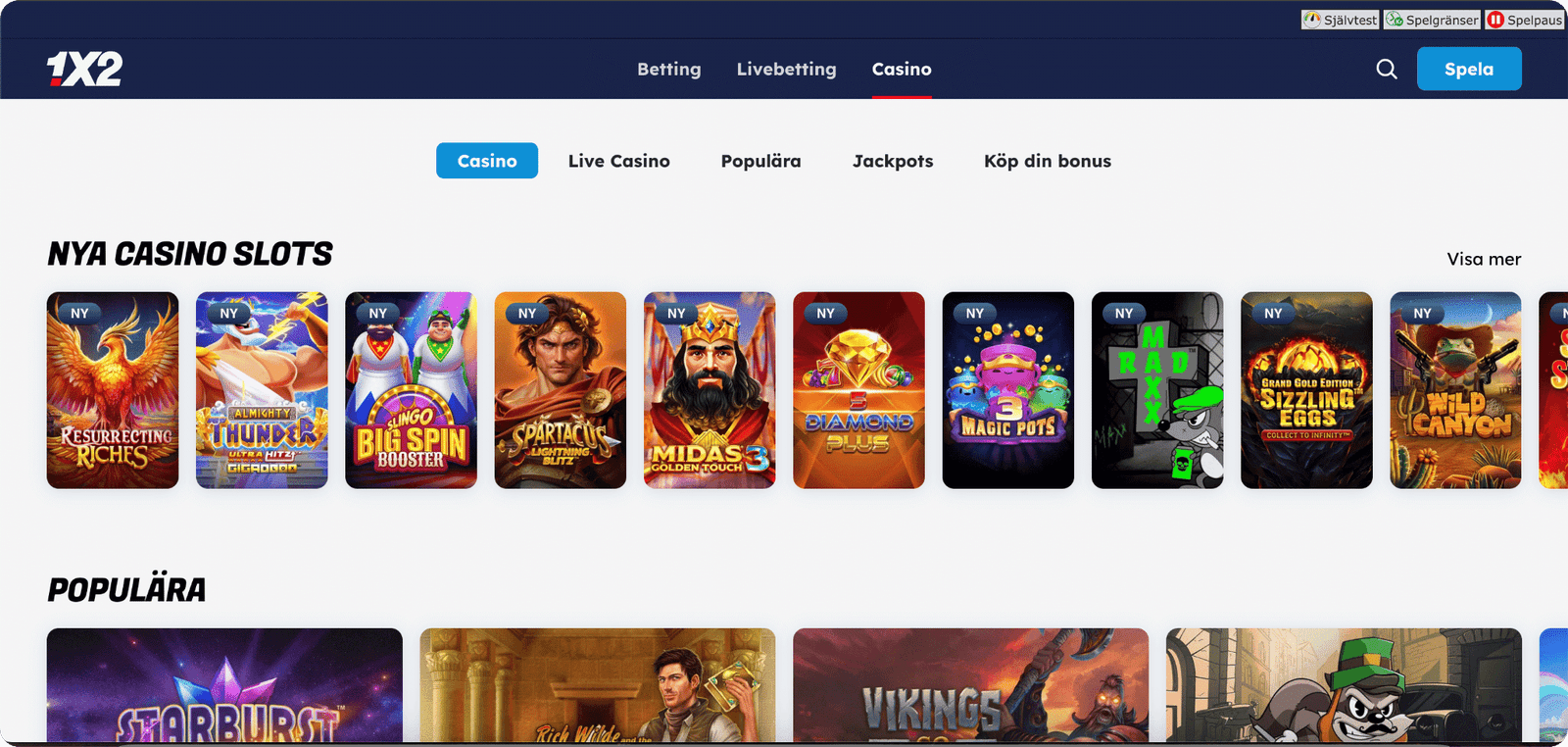 1x2 Casino spel