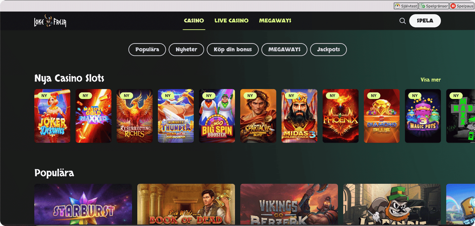 LokeFreja Casino spel